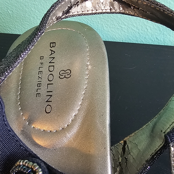 Bandolino Navy Blue Shimmery Jewel Embellishment Strappy Sandals Size 7.5 - Picture 5 of 9